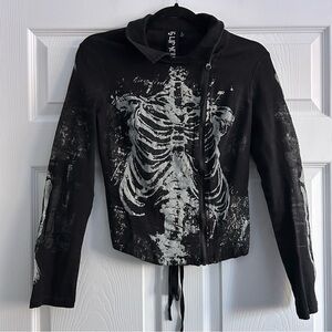 RARE Lip Service Y2K Gothic Grunge Punk Rib Cage Alternative Moto Corset Jacket.
